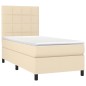 vidaXL Boxspringbett mit Matratze & LED Creme 90x200 cm Stoff vidaXL Boxspringbett mit Matratze & LED Creme 90x200 cm Stoff