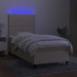 vidaXL Boxspringbett mit Matratze & LED Creme 90x200 cm Stoff vidaXL Boxspringbett mit Matratze & LED Creme 90x200 cm Stoff