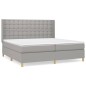 vidaXL Boxspringbett mit Matratze Hellgrau 200x200 cm Stoff vidaXL Boxspringbett mit Matratze Hellgrau 200x200 cm Stoff