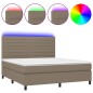 vidaXL Boxspringbett mit Matratze & LED Taupe 160x200 cm Stoff vidaXL Boxspringbett mit Matratze & LED Taupe 160x200 cm Stoff