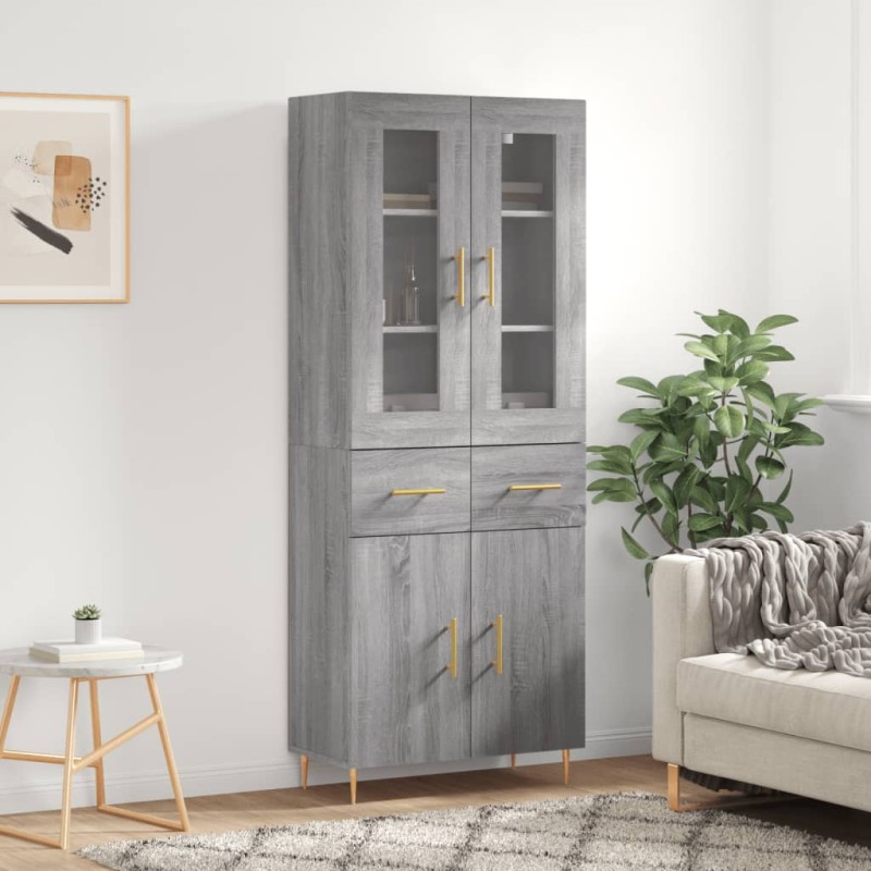 vidaXL Highboard Grau Sonoma 69,5x34x180 cm Holzwerkstoff vidaXL Highboard Grau Sonoma 69,5x34x180 cm Holzwerkstoff