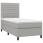 vidaXL Boxspringbett mit Matratze & LED Hellgrau 90x190 cm Stoff vidaXL Boxspringbett mit Matratze & LED Hellgrau 90x190 cm Stoff