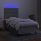 vidaXL Boxspringbett mit Matratze & LED Hellgrau 90x190 cm Stoff vidaXL Boxspringbett mit Matratze & LED Hellgrau 90x190 cm Stoff