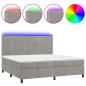 vidaXL Boxspringbett mit Matratze & LED Hellgrau 200x200 cm Samt vidaXL Boxspringbett mit Matratze & LED Hellgrau 200x200 cm Samt
