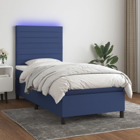 vidaXL Boxspringbett mit Matratze & LED Blau 80x200 cm Stoff