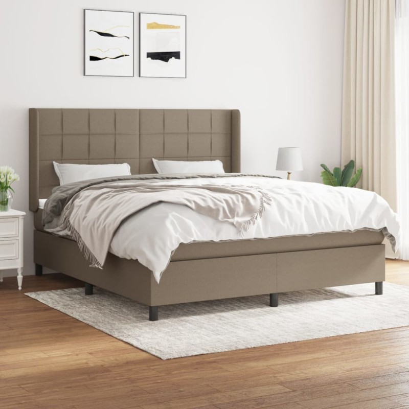 vidaXL Boxspringbett mit Matratze Taupe 160x200 cm Stoff vidaXL Boxspringbett mit Matratze Taupe 160x200 cm Stoff