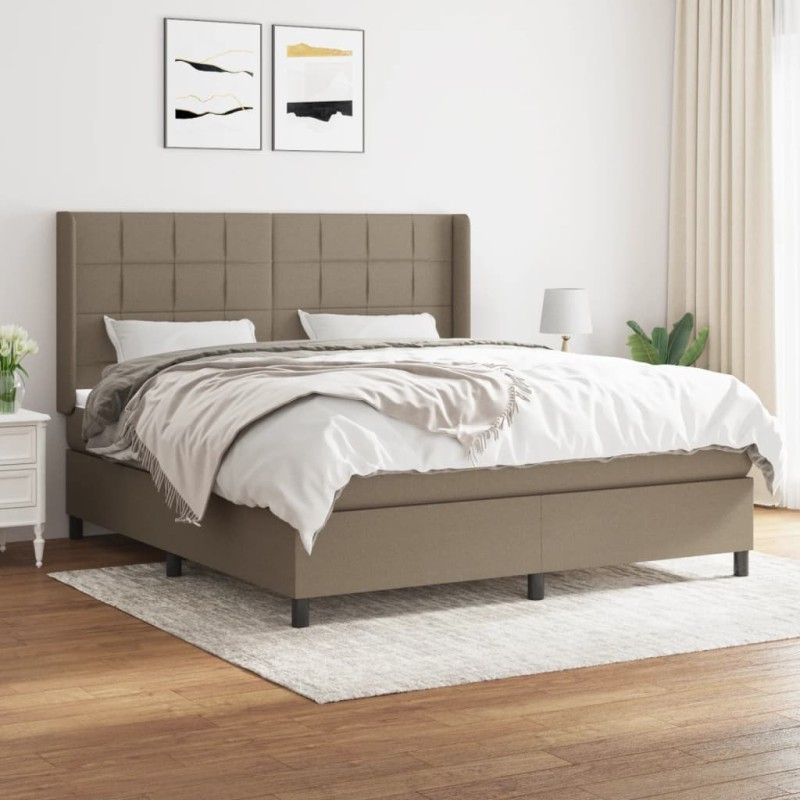 vidaXL Boxspringbett mit Matratze Taupe 180x200 cm Stoff vidaXL Boxspringbett mit Matratze Taupe 180x200 cm Stoff