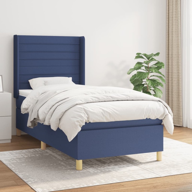 vidaXL Boxspringbett mit Matratze Blau 80x200 cm Stoff vidaXL Boxspringbett mit Matratze Blau 80x200 cm Stoff