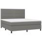 vidaXL Boxspringbett mit Matratze & LED Dunkelgrau 180x200 cm Stoff vidaXL Boxspringbett mit Matratze & LED Dunkelgrau 180x200 cm Stoff