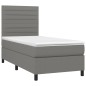 vidaXL Boxspringbett mit Matratze & LED Dunkelgrau 100x200 cm Stoff vidaXL Boxspringbett mit Matratze & LED Dunkelgrau 100x200 cm Stoff
