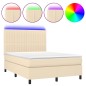 vidaXL Boxspringbett mit Matratze & LED Creme 140x200 cm Stoff vidaXL Boxspringbett mit Matratze & LED Creme 140x200 cm Stoff