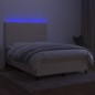 vidaXL Boxspringbett mit Matratze & LED Creme 140x200 cm Stoff vidaXL Boxspringbett mit Matratze & LED Creme 140x200 cm Stoff