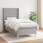 vidaXL Boxspringbett mit Matratze Hellgrau 90x190 cm Stoff vidaXL Boxspringbett mit Matratze Hellgrau 90x190 cm Stoff