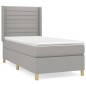 vidaXL Boxspringbett mit Matratze Hellgrau 90x190 cm Stoff vidaXL Boxspringbett mit Matratze Hellgrau 90x190 cm Stoff