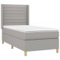 vidaXL Boxspringbett mit Matratze Hellgrau 90x190 cm Stoff vidaXL Boxspringbett mit Matratze Hellgrau 90x190 cm Stoff