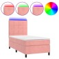 vidaXL Boxspringbett mit Matratze & LED Rosa 100x200 cm Samt vidaXL Boxspringbett mit Matratze & LED Rosa 100x200 cm Samt