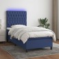 vidaXL Boxspringbett mit Matratze & LED Blau 80x200 cm Stoff vidaXL Boxspringbett mit Matratze & LED Blau 80x200 cm Stoff