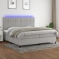 vidaXL Boxspringbett mit Matratze & LED Hellgrau 200x200 cm Stoff vidaXL Boxspringbett mit Matratze & LED Hellgrau 200x200 cm Stoff