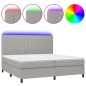 vidaXL Boxspringbett mit Matratze & LED Hellgrau 200x200 cm Stoff vidaXL Boxspringbett mit Matratze & LED Hellgrau 200x200 cm Stoff