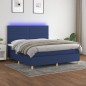 vidaXL Boxspringbett mit Matratze & LED Blau 180x200 cm Stoff vidaXL Boxspringbett mit Matratze & LED Blau 180x200 cm Stoff