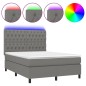 vidaXL Boxspringbett mit Matratze & LED Dunkelgrau 140x200 cm Stoff vidaXL Boxspringbett mit Matratze & LED Dunkelgrau 140x200 cm Stoff