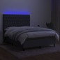 vidaXL Boxspringbett mit Matratze & LED Dunkelgrau 140x200 cm Stoff vidaXL Boxspringbett mit Matratze & LED Dunkelgrau 140x200 cm Stoff