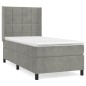 vidaXL Boxspringbett mit Matratze Hellgrau 80x200 cm Samt vidaXL Boxspringbett mit Matratze Hellgrau 80x200 cm Samt