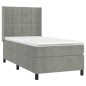 vidaXL Boxspringbett mit Matratze Hellgrau 80x200 cm Samt vidaXL Boxspringbett mit Matratze Hellgrau 80x200 cm Samt