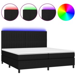 vidaXL Boxspringbett mit Matratze & LED Schwarz 200x200 cm Stoff