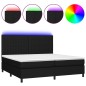 vidaXL Boxspringbett mit Matratze & LED Schwarz 200x200 cm Stoff vidaXL Boxspringbett mit Matratze & LED Schwarz 200x200 cm Stoff