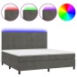 vidaXL Boxspringbett mit Matratze & LED Dunkelgrau 200x200 cm Samt vidaXL Boxspringbett mit Matratze & LED Dunkelgrau 200x200 cm Samt