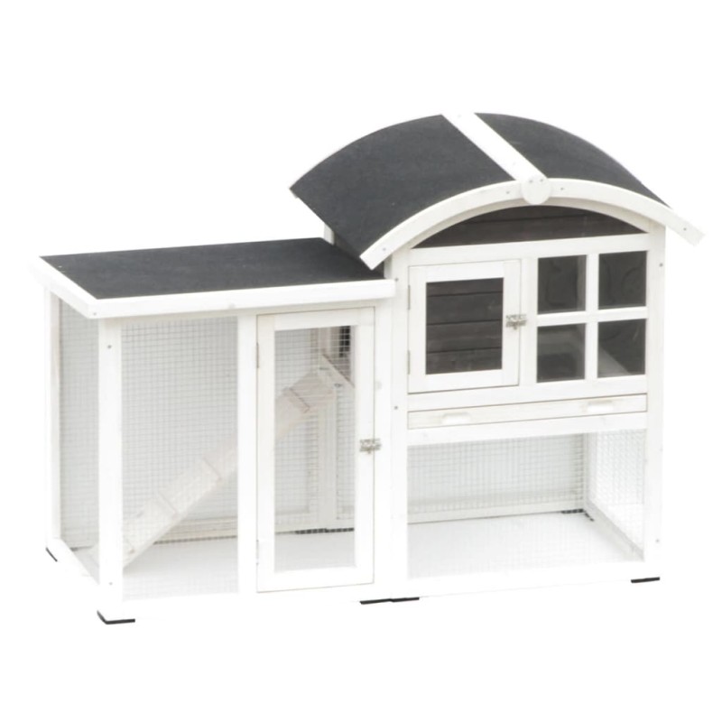 @Pet Kaninchenstall Piazza Weiß und Schwarz 130x62x90,5 cm 20085 @Pet Kaninchenstall Piazza Weiß und Schwarz 130x62x90,5 cm 20085