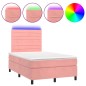 vidaXL Boxspringbett mit Matratze & LED Rosa 120x200 cm Samt vidaXL Boxspringbett mit Matratze & LED Rosa 120x200 cm Samt