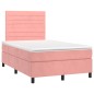 vidaXL Boxspringbett mit Matratze & LED Rosa 120x200 cm Samt vidaXL Boxspringbett mit Matratze & LED Rosa 120x200 cm Samt