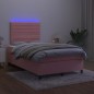 vidaXL Boxspringbett mit Matratze & LED Rosa 120x200 cm Samt vidaXL Boxspringbett mit Matratze & LED Rosa 120x200 cm Samt