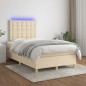 vidaXL Boxspringbett mit Matratze & LED Creme 120x200 cm Stoff vidaXL Boxspringbett mit Matratze & LED Creme 120x200 cm Stoff