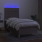 vidaXL Boxspringbett mit Matratze & LED Taupe 90x200 cm Stoff vidaXL Boxspringbett mit Matratze & LED Taupe 90x200 cm Stoff