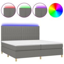 vidaXL Boxspringbett mit Matratze & LED Dunkelgrau 200x200 cm Stoff