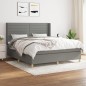 vidaXL Boxspringbett mit Matratze Dunkelgrau 180x200 cm Stoff vidaXL Boxspringbett mit Matratze Dunkelgrau 180x200 cm Stoff