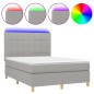 vidaXL Boxspringbett mit Matratze & LED Hellgrau 140x200 cm Stoff vidaXL Boxspringbett mit Matratze & LED Hellgrau 140x200 cm Stoff