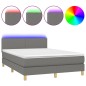 vidaXL Boxspringbett mit Matratze & LED Dunkelgrau 140x200 cm Stoff vidaXL Boxspringbett mit Matratze & LED Dunkelgrau 140x200 cm Stoff