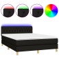 vidaXL Boxspringbett mit Matratze & LED Schwarz 140x190 cm Stoff vidaXL Boxspringbett mit Matratze & LED Schwarz 140x190 cm Stoff