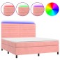 vidaXL Boxspringbett mit Matratze & LED Rosa 180x200 cm Samt vidaXL Boxspringbett mit Matratze & LED Rosa 180x200 cm Samt