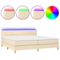 vidaXL Boxspringbett mit Matratze & LED Creme 200x200 cm Stoff