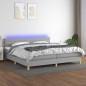 vidaXL Boxspringbett mit Matratze & LED Hellgrau 200x200 cm Stoff vidaXL Boxspringbett mit Matratze & LED Hellgrau 200x200 cm Stoff