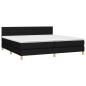 vidaXL Boxspringbett mit Matratze & LED Schwarz 200x200 cm Stoff vidaXL Boxspringbett mit Matratze & LED Schwarz 200x200 cm Stoff