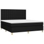 vidaXL Boxspringbett mit Matratze & LED Schwarz 160x200 cm Stoff vidaXL Boxspringbett mit Matratze & LED Schwarz 160x200 cm Stoff