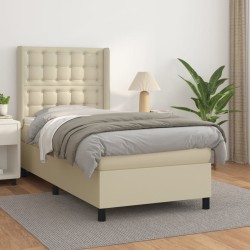 vidaXL Boxspringbett mit Matratze Creme 80x200 cm Kunstleder