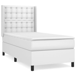 vidaXL Boxspringbett mit Matratze Weiß 90x200 cm Kunstleder