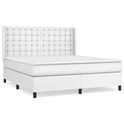 vidaXL Boxspringbett mit Matratze Weiß 160x200 cm Kunstleder